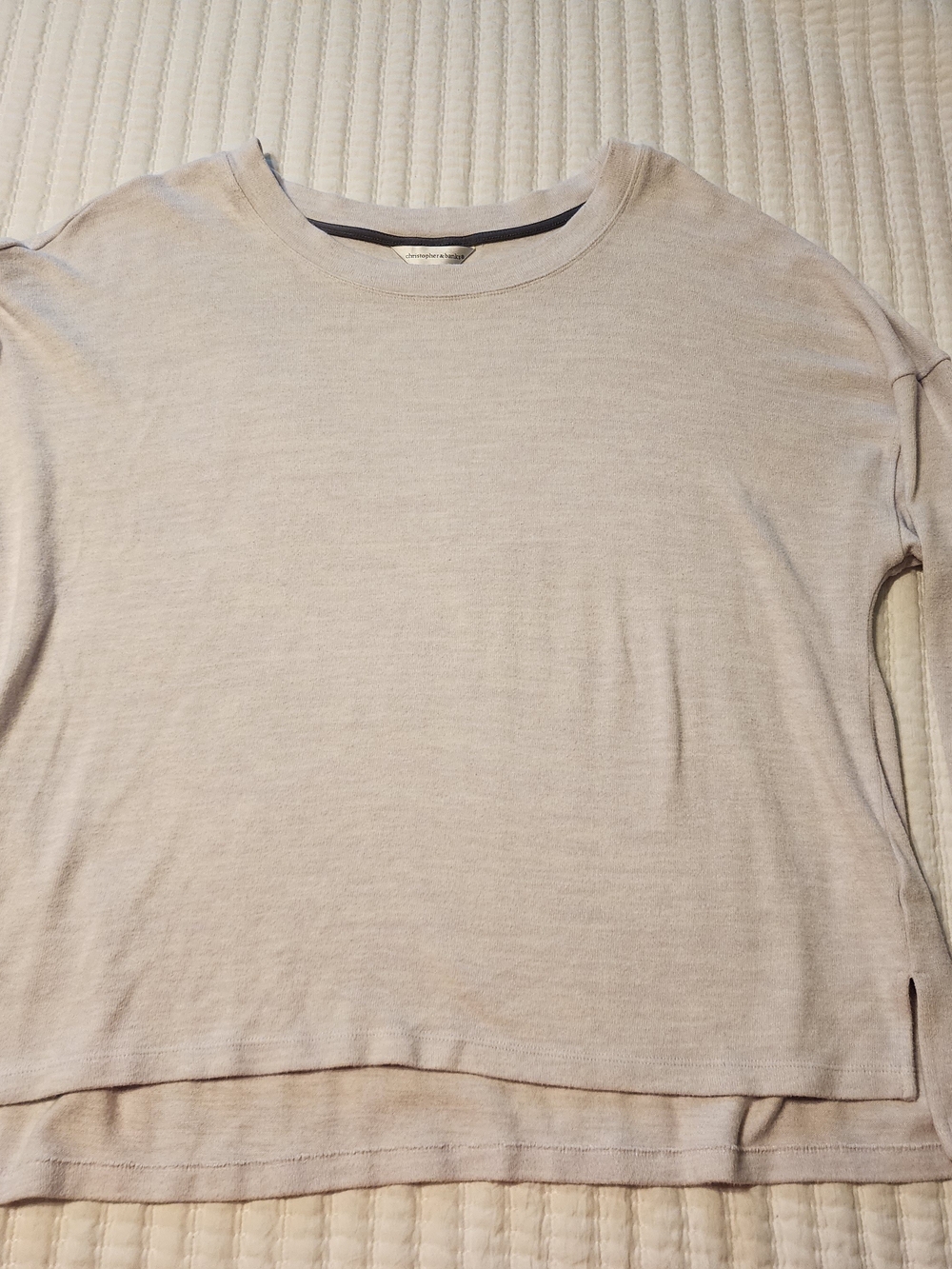 Christopher & Banks Light Beige Crewneck Long Sleeve Shirt